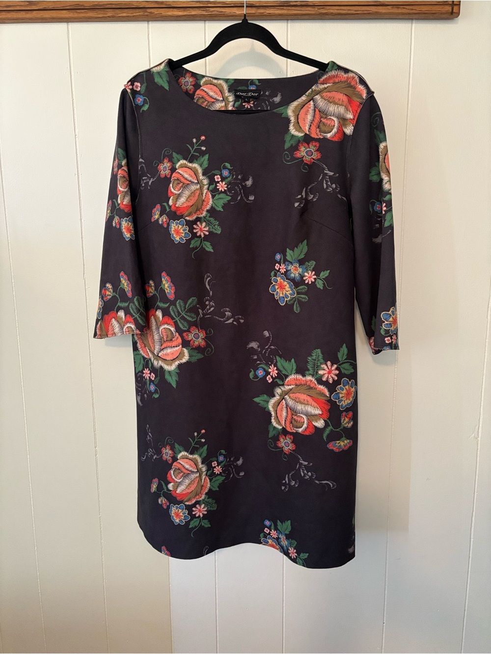 Floral Shift Dress with Pink Rose Prints